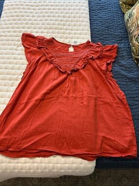 Old Navy Red Ruffle V-Neck Boho Top